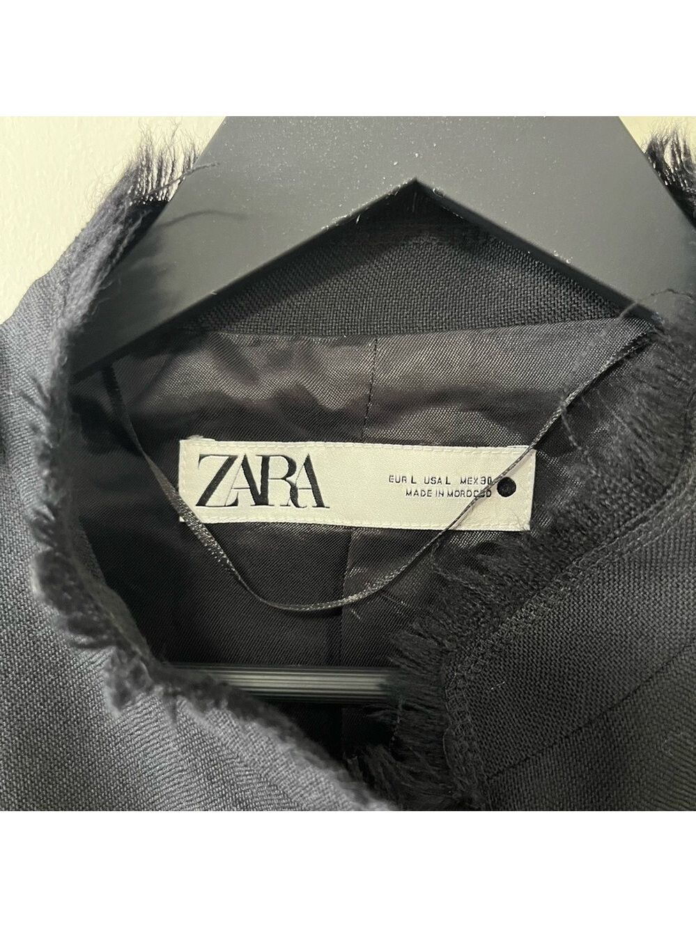 Zara ZW Collection 100% Wool Fringed Cropped Jacket Size L - Picture 9 of 13